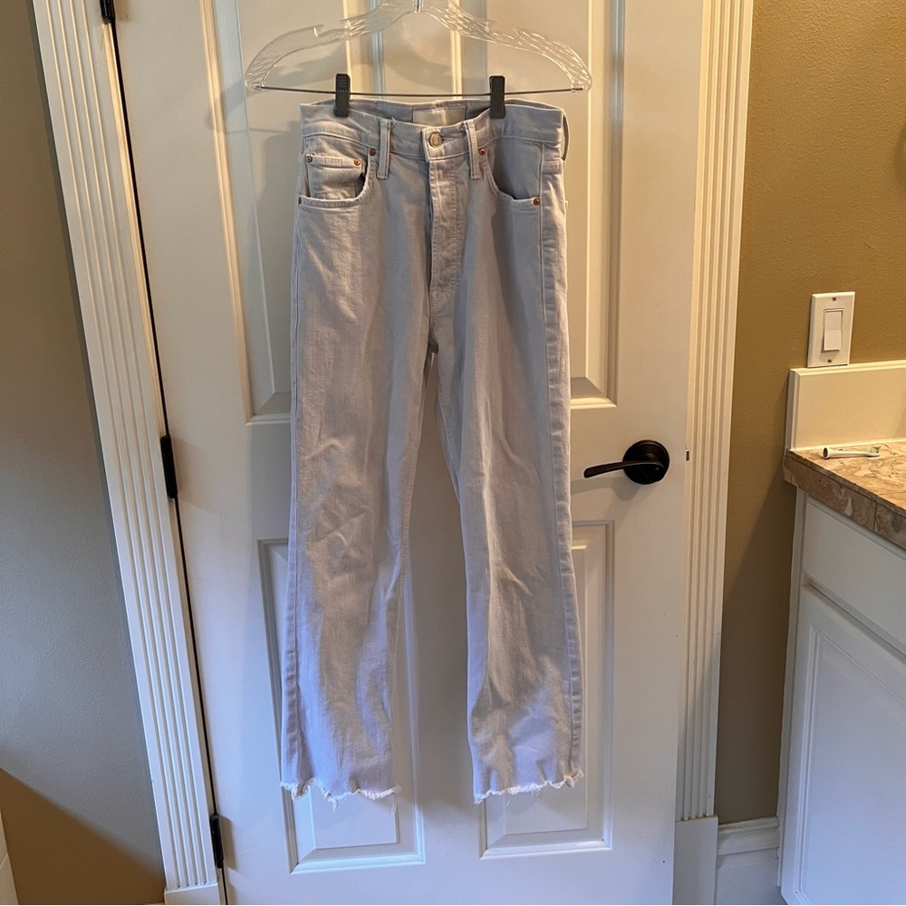 MOTHER Women's Soft Gray Straight Leg Jeans